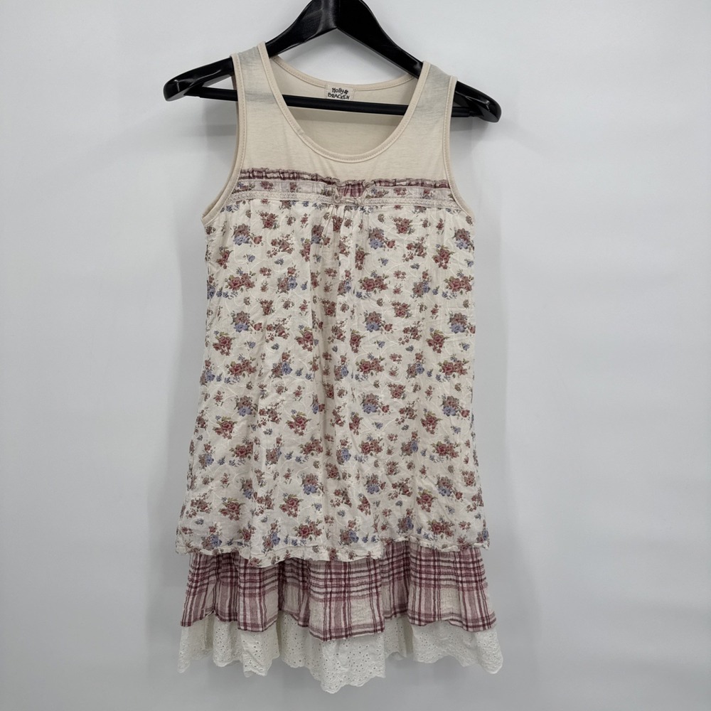 Molly Braken Free Size Peasant Cottagecore Sleeveless Dress Smocked Vintage Cute